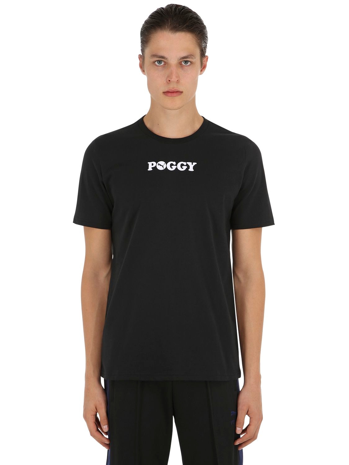 Puma Poggy Printed Cotton Jersey T-shirt In Black