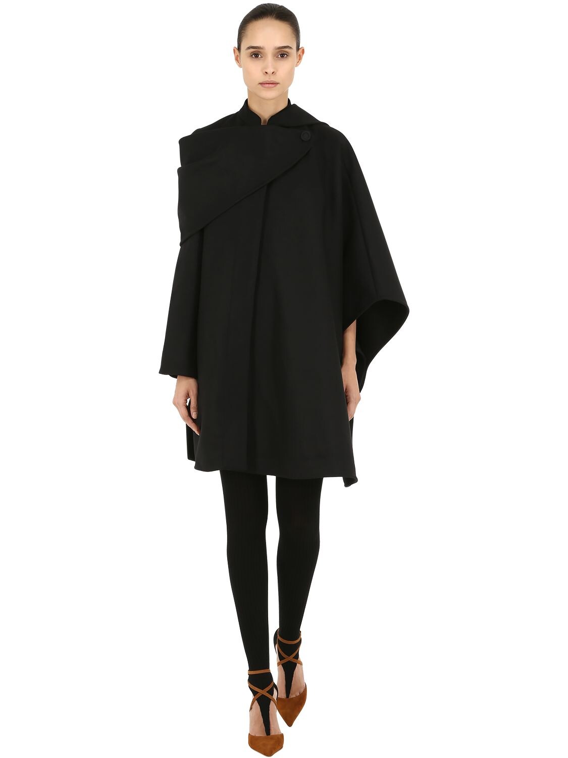 Jacquemus Draped Wool Cloth Cape In Black