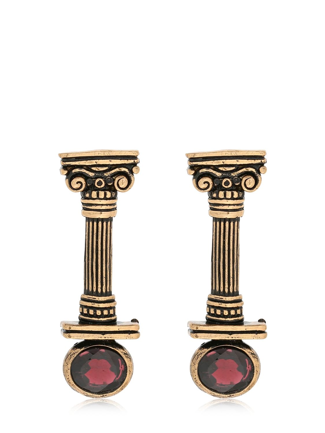 Alcozer & J Capital Column Earrings With Garnets In Gold