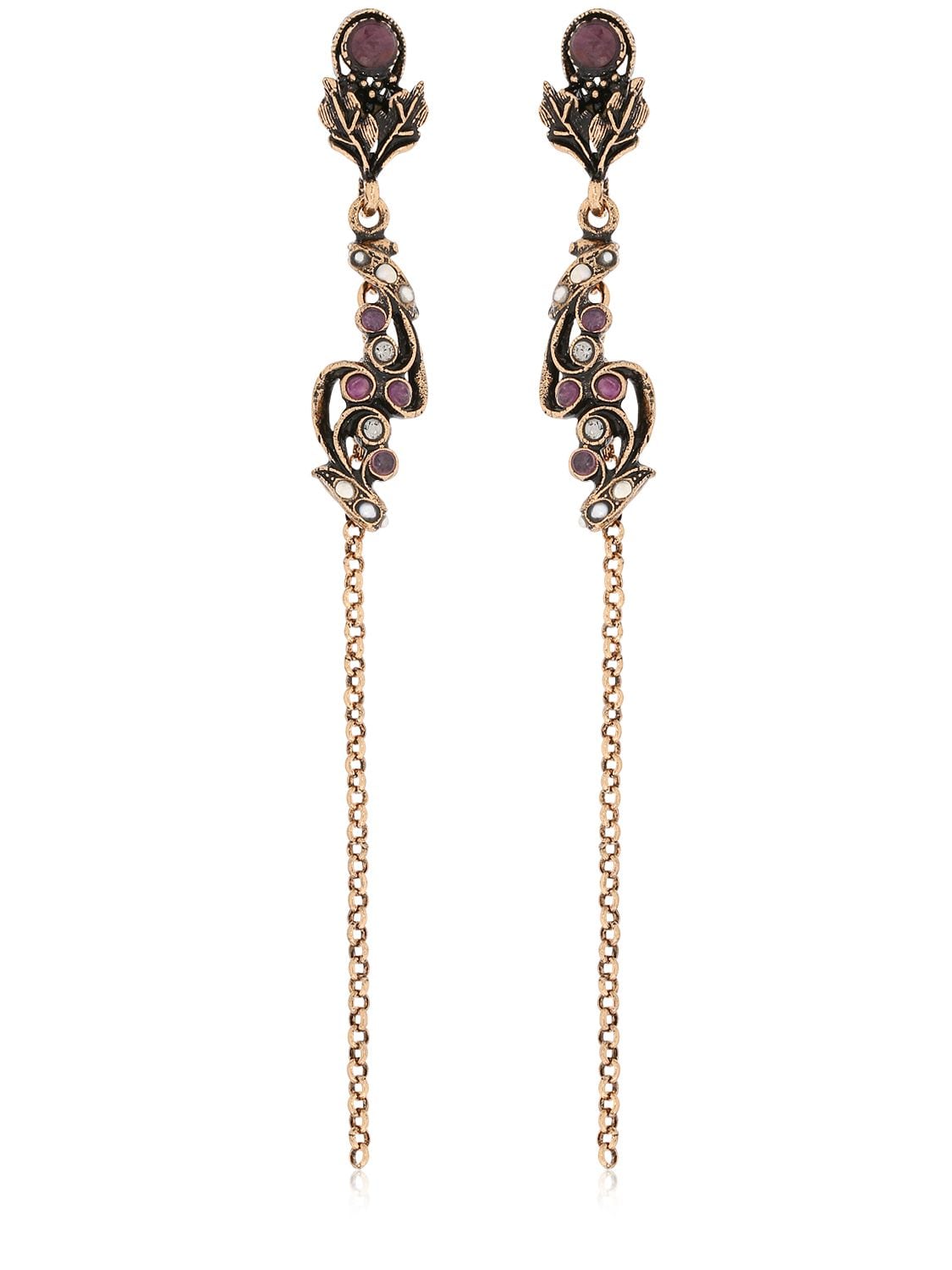 Alcozer & J Long Ruby Earrings In Gold