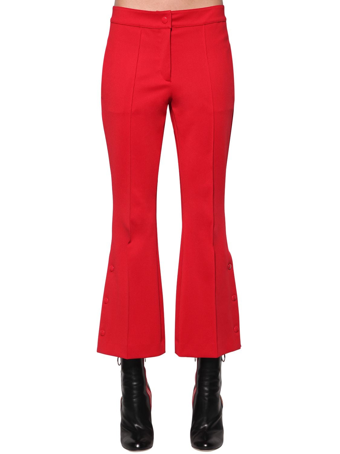 Marco De Vincenzo Flared Techno Jersey Cropped Pants In Red,pink