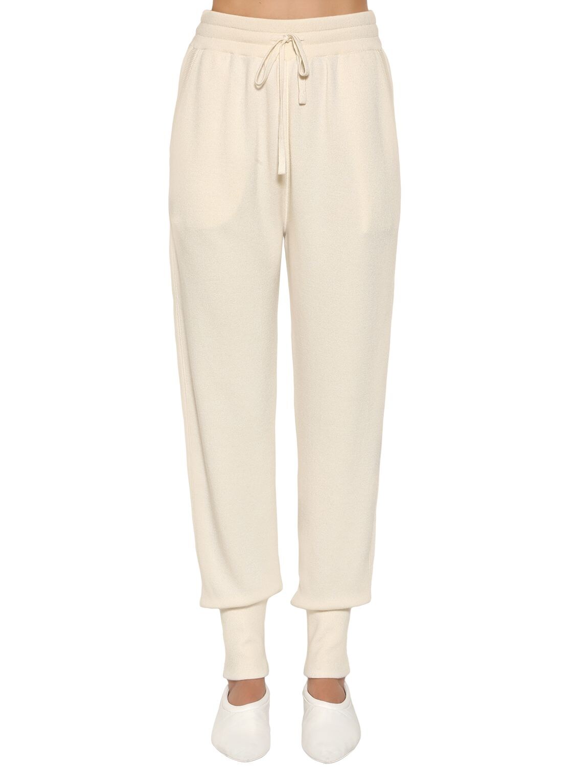 Jil Sander Cashmere & Silk Knit Sweatpants In White
