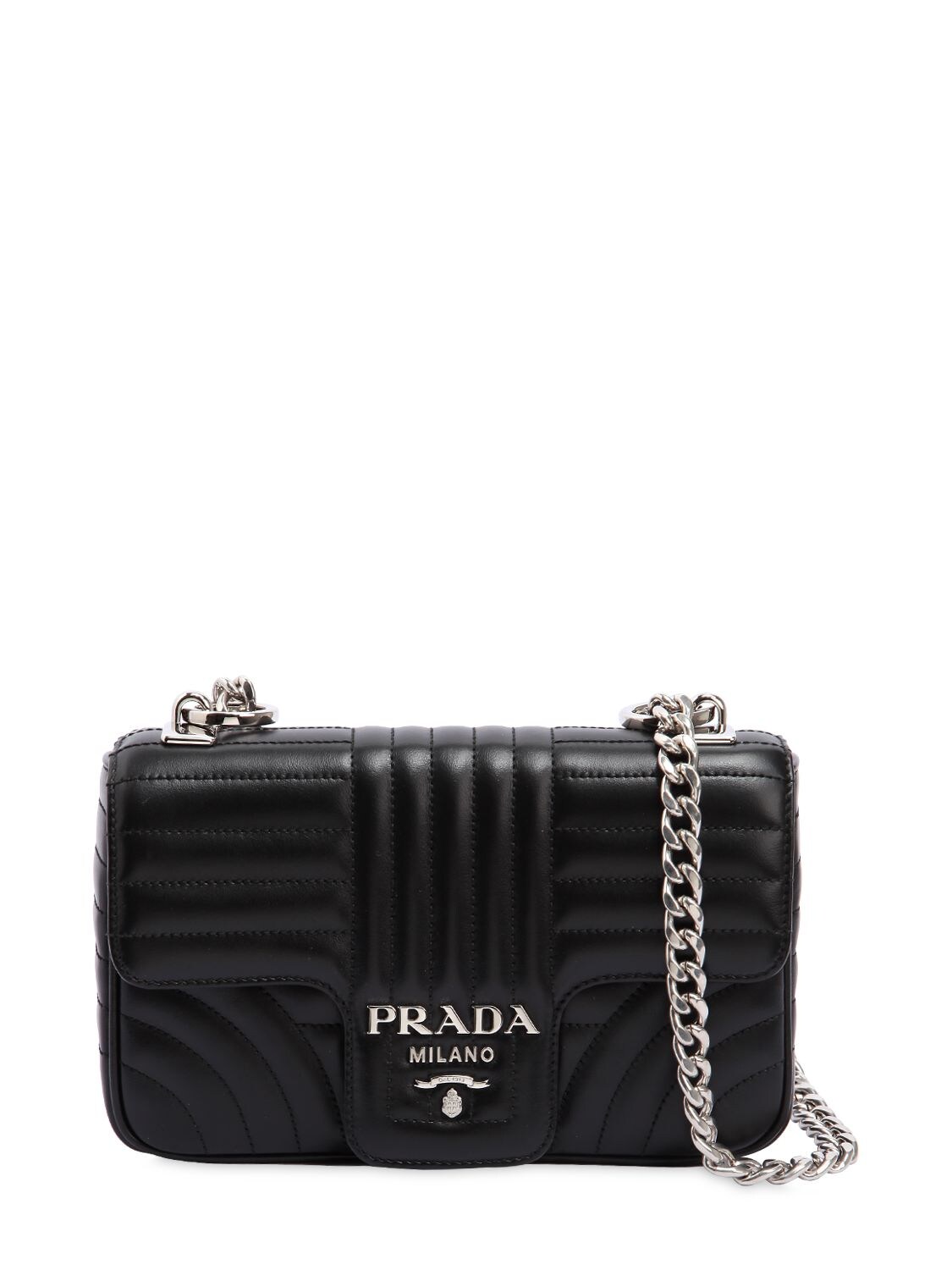 Prada Small Quilted Soft Leather Shoulder Bag In Black