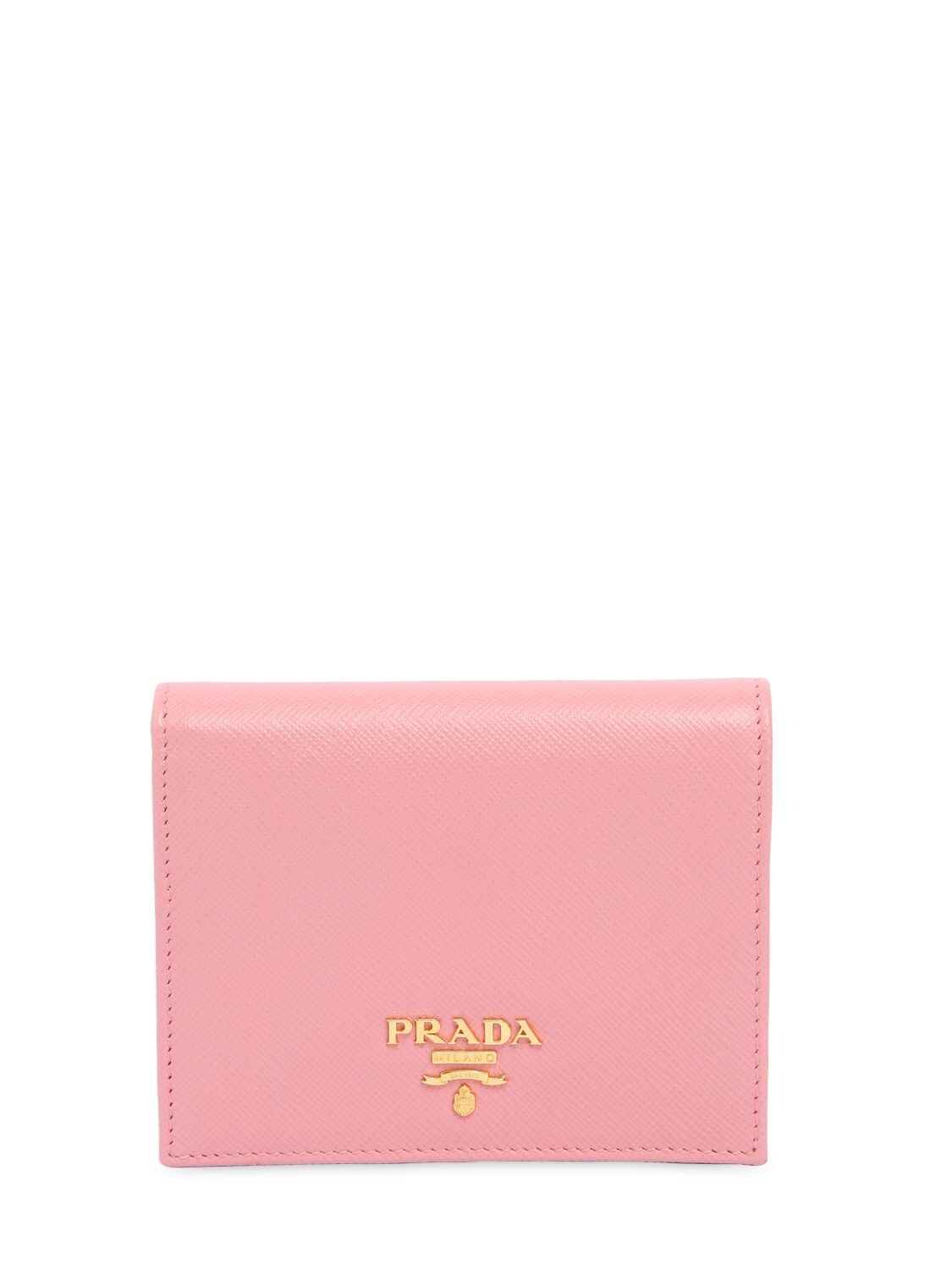 Prada Small Leather Wallet In Pink