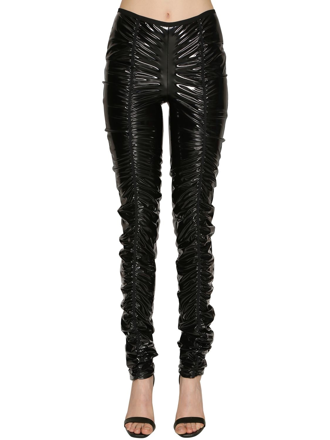 Giuseppe Di Morabito Ruched Faux Patent Leather Pants In Black