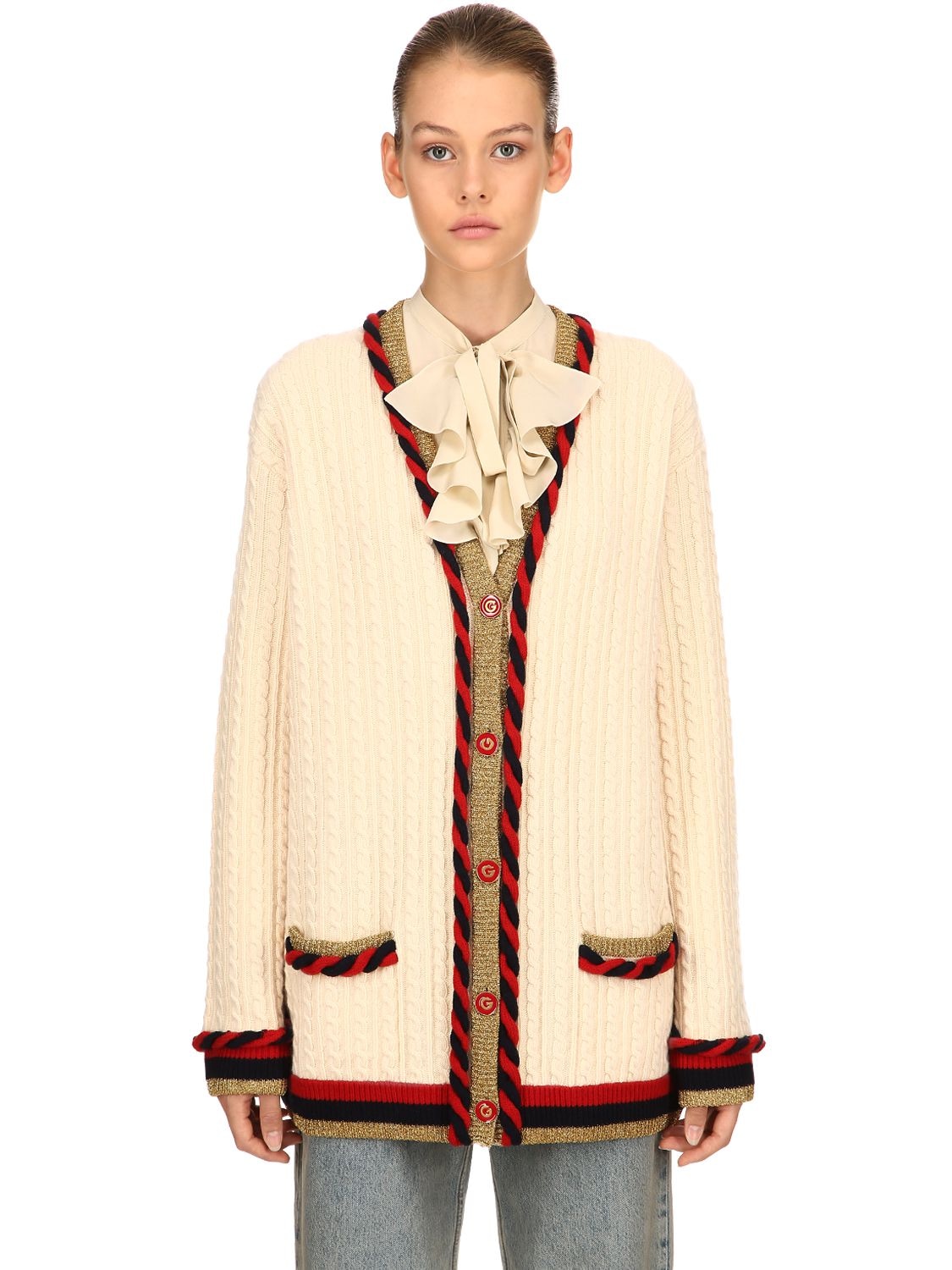 GUCCI WOOL & CASHMERE CARDIGAN,68I5K1019-OTAxOQ2