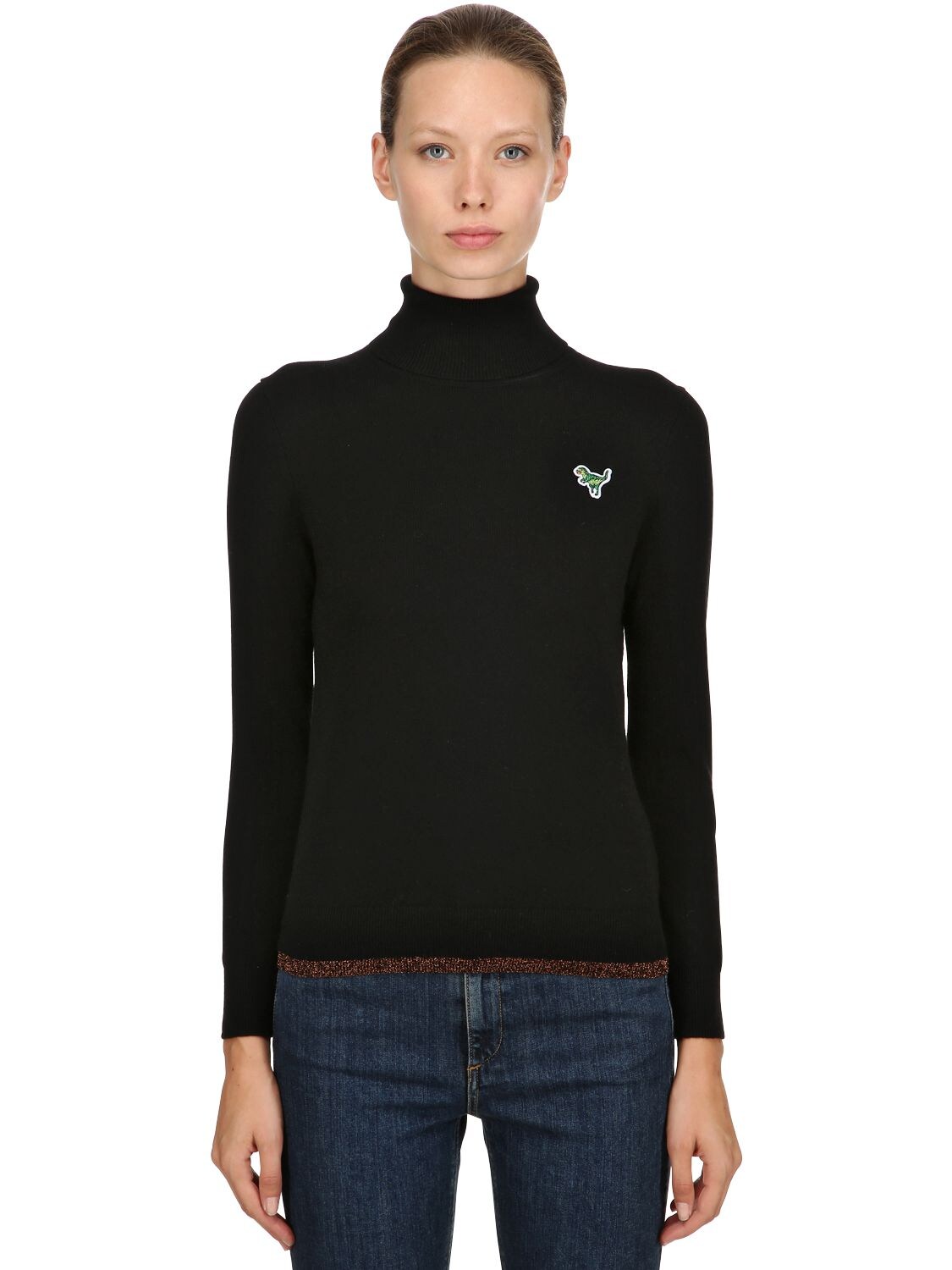 Coach Rexy Patch Wool Knit Turtleneck Sweater In Black | ModeSens