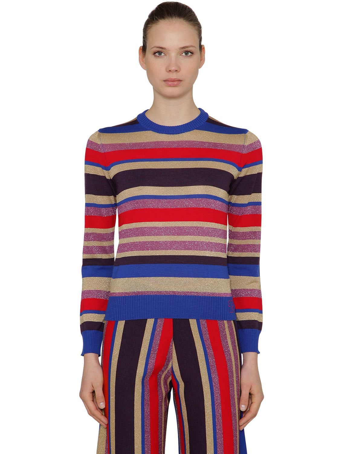 Stella Jean Striped Lurex Wool Blend Sweater In Multicolor