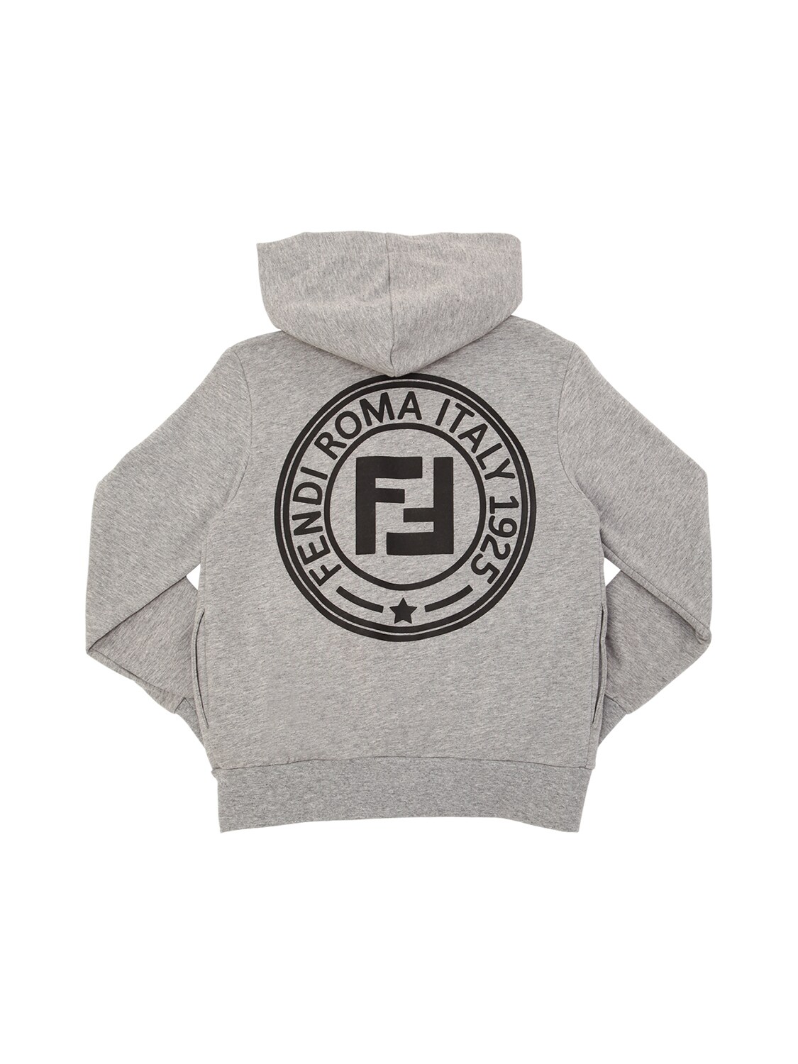 Fendi Kids' Logo Print Cotton Sweatshirt Hoodie In Grey