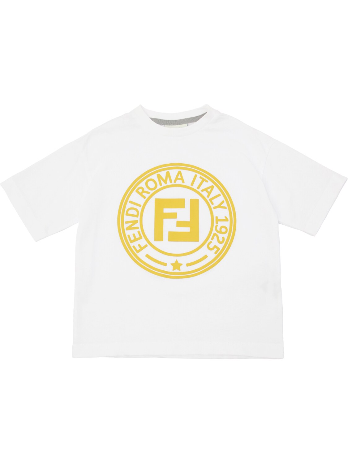 Fendi Kids' Logo Print Cotton Jersey T-shirt In White