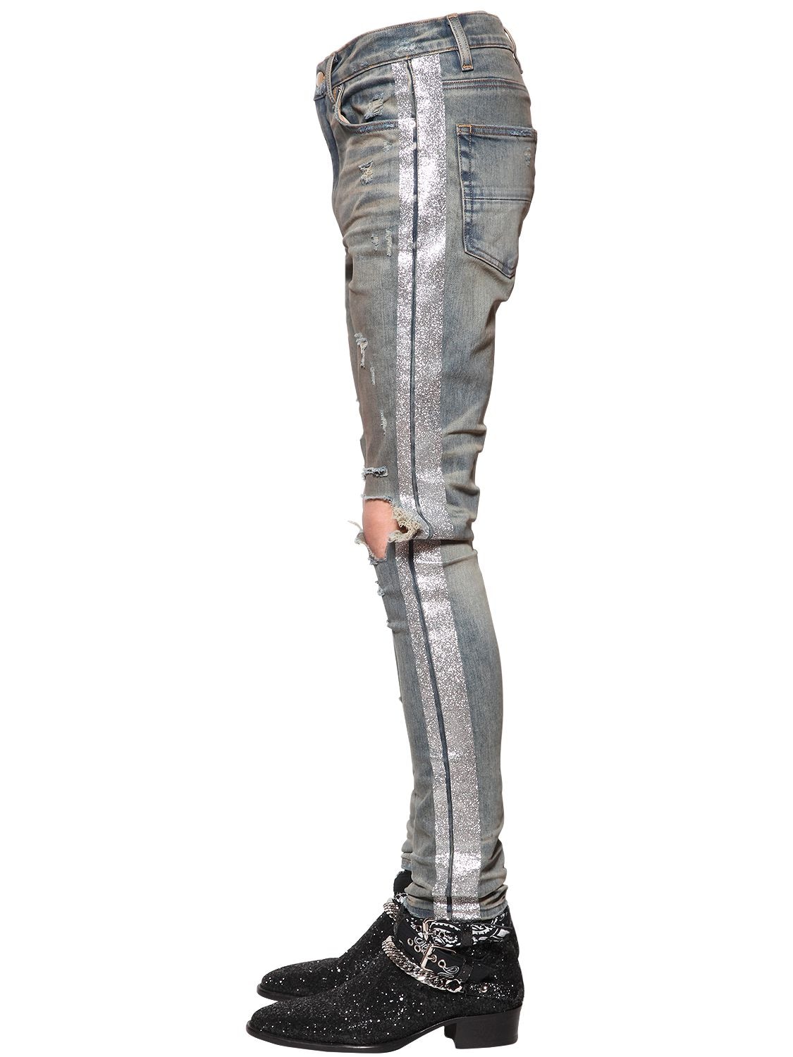 silver glitter jeans