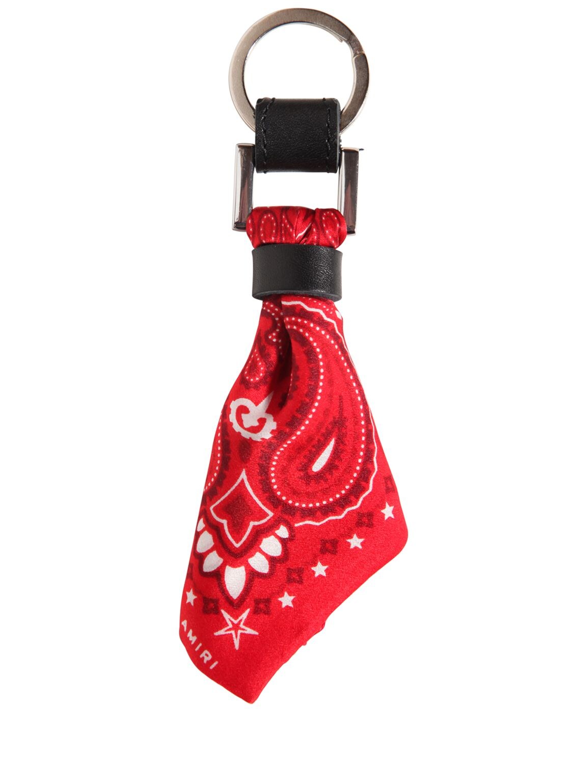 Amiri Short Bandana Silk Twill Key Chain In Red/white