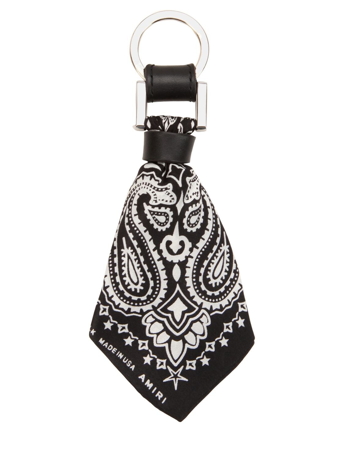 Amiri Short Bandana Silk Twill Key Chain In Black/white