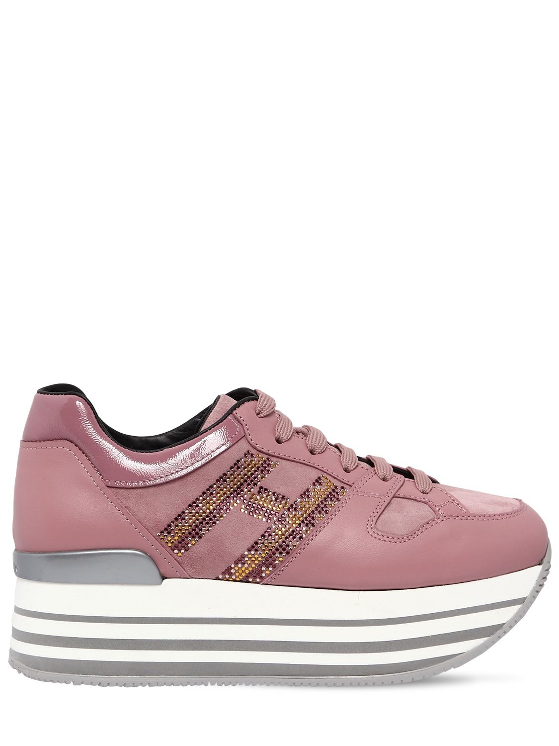 Hogan 70mm Maxi 222 Leather Sneakers In Pink