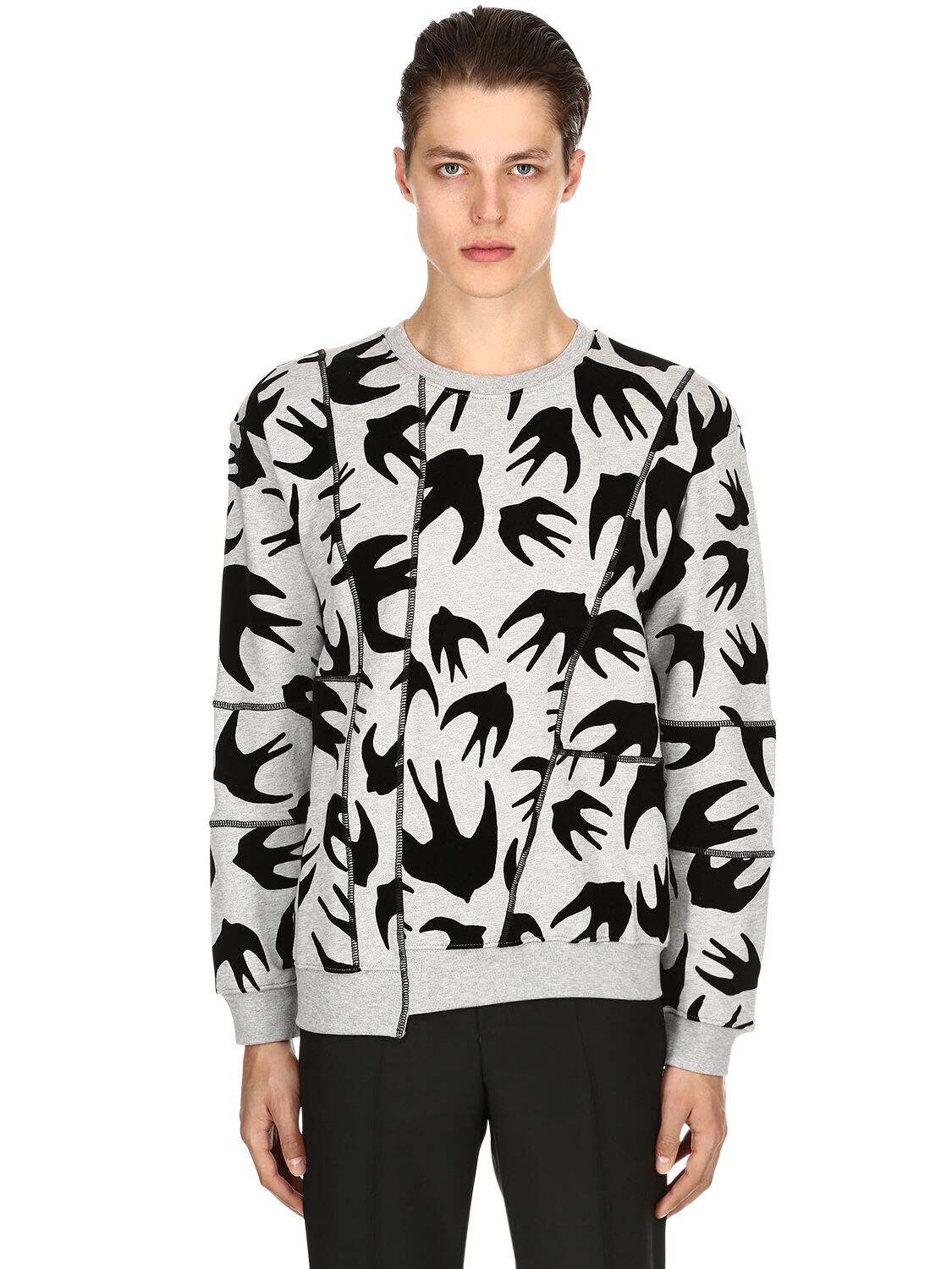 MCQ BY ALEXANDER MCQUEEN SWALLOWS PATCHWORK JERSEY SWEATSHIRT,68I7EY020-MTIYNQ2