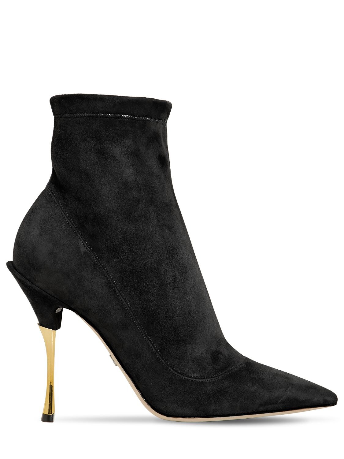 Dolce & Gabbana 105mm Stretch Suede Ankle Boots In Black