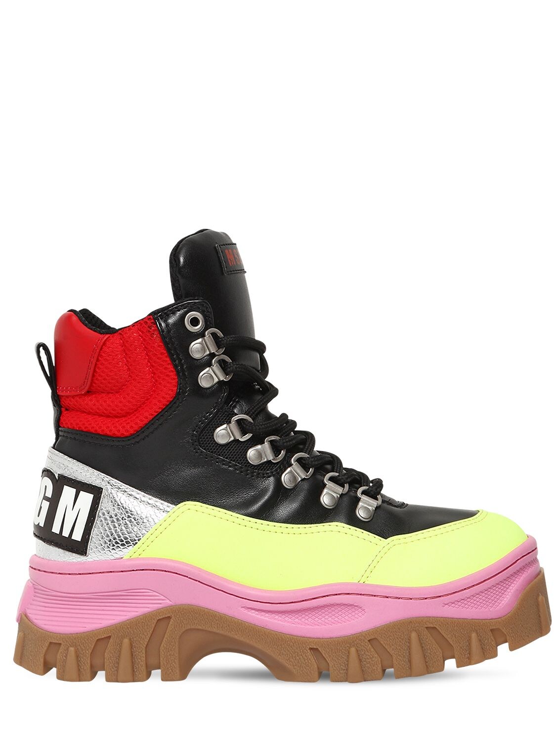 MSGM 40MM FAUX LEATHER HIGH TOP SNEAKERS,68I83E003-OTAw0