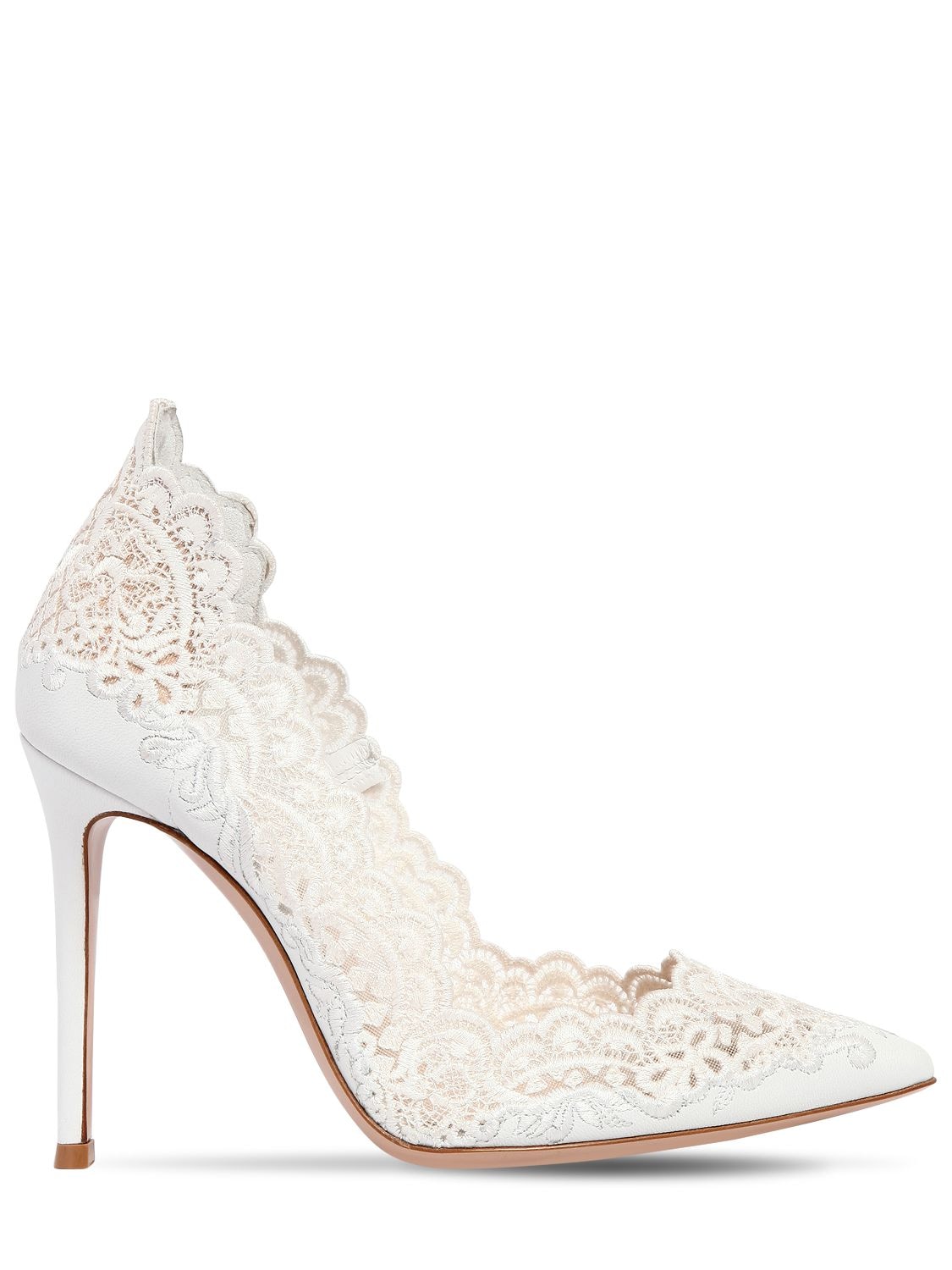 GIANVITO ROSSI 105MM LACE & LEATHER PUMPS,68I83R004-QKLBTG2