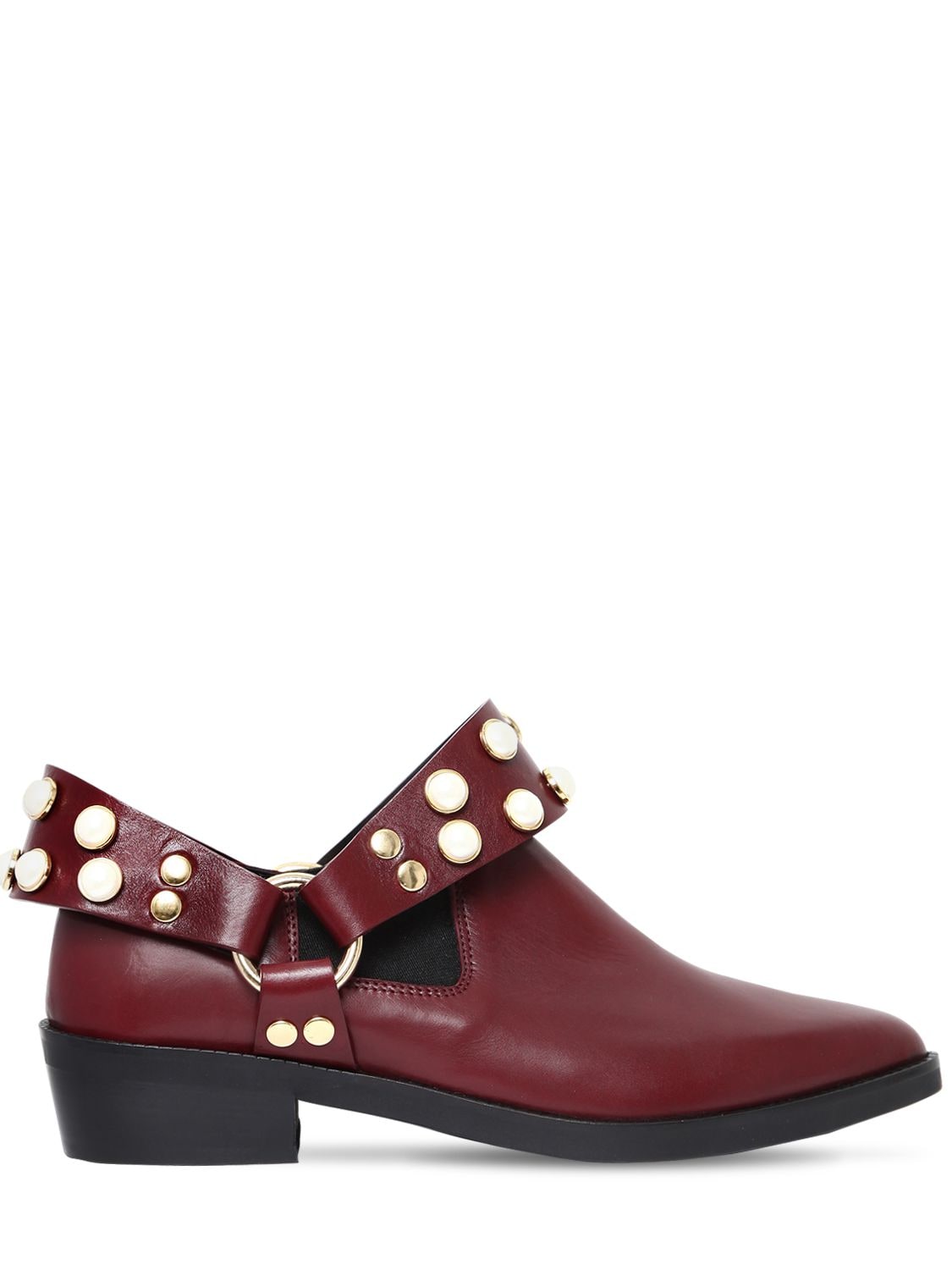 Coliac 30mm Griet Embellished Leather Boots In Bordeaux