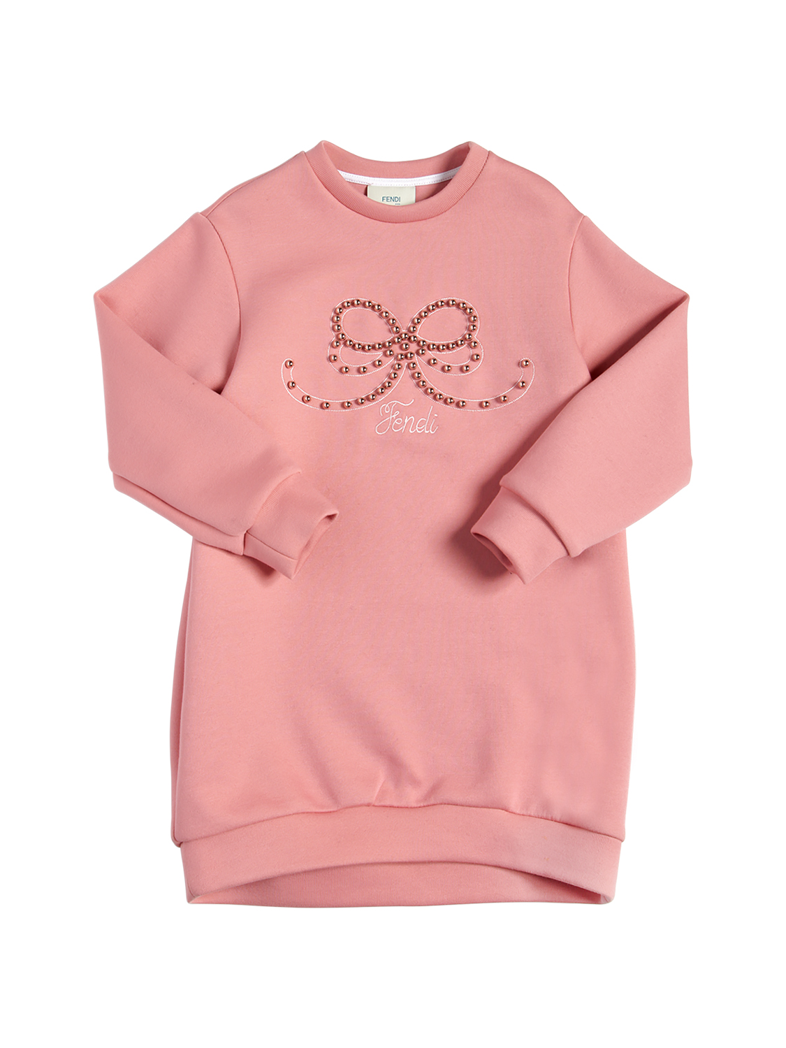 Embellished bow cotton sweatshirt dress 