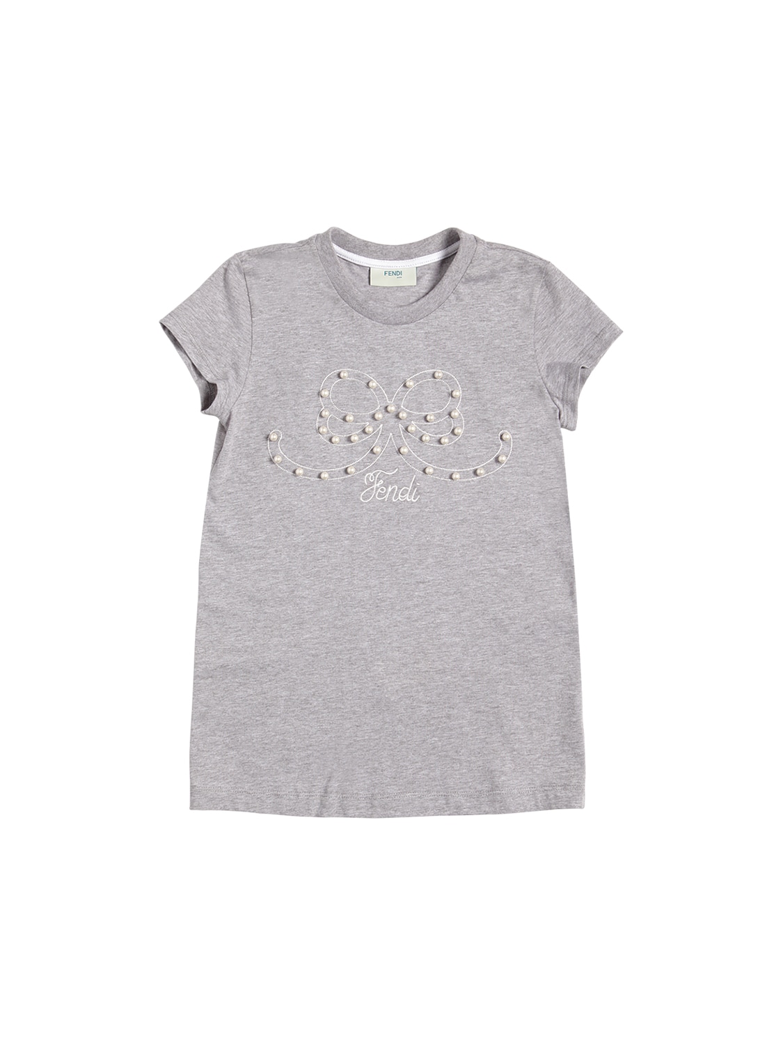 Embellished Bow Cotton Jersey T-shirt