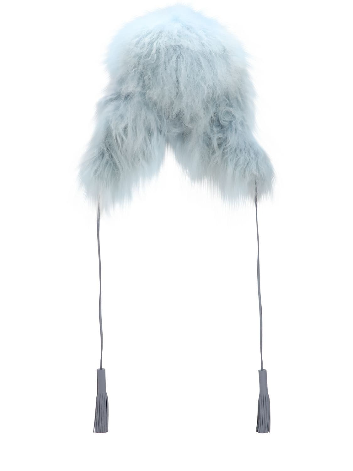 Sonia Rykiel Chapka Long Fur Hat In Light Blue