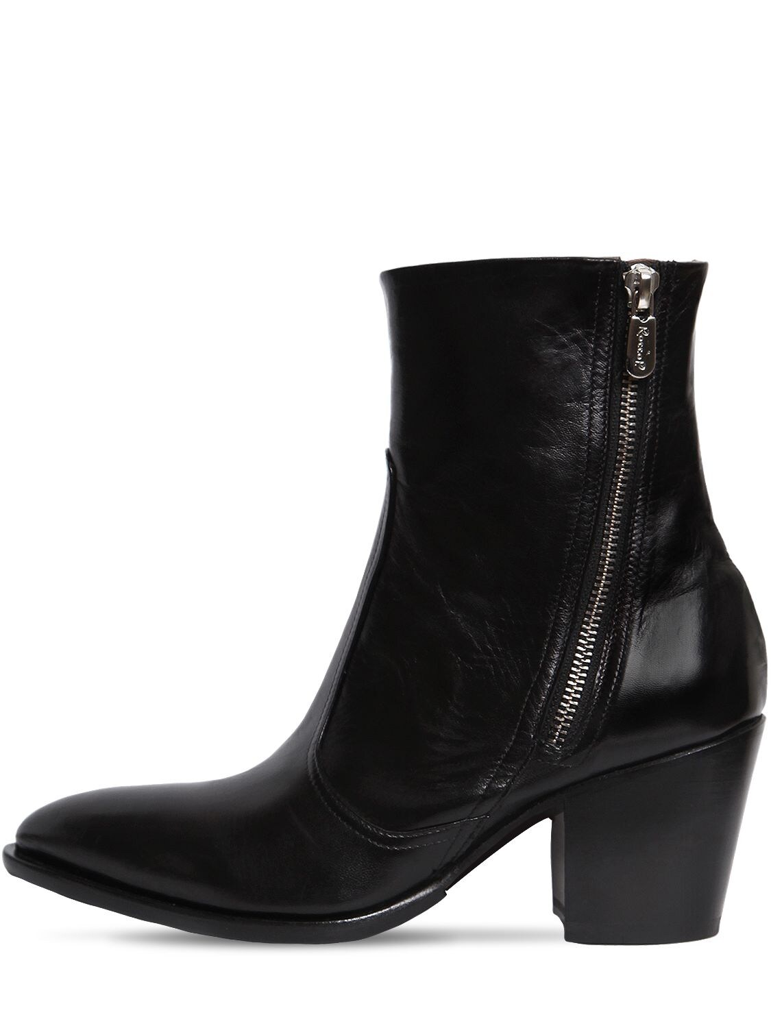 Rocco P 60mm Zipped Leather Ankle Boots In Black
