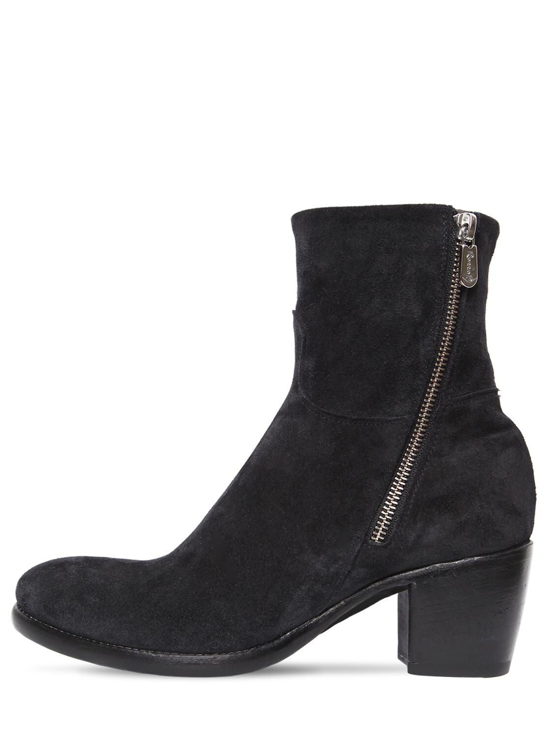 Rocco P 60mm Zipped Suede Ankle Boots In Black