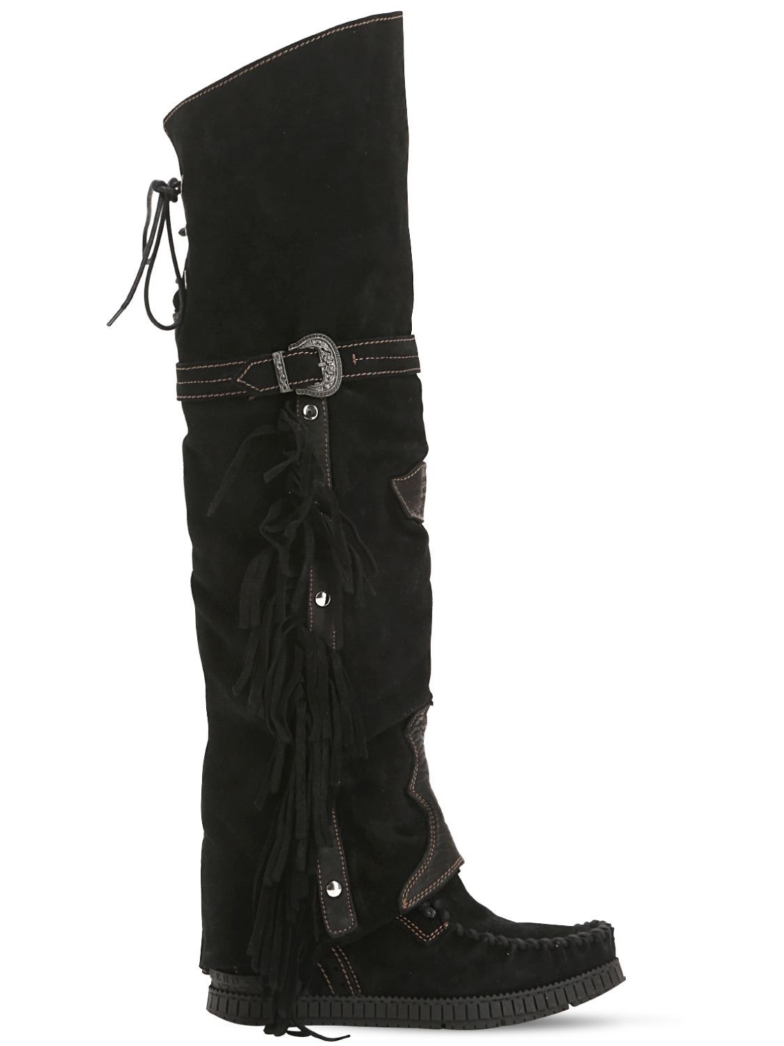 El Vaquero 70mm Coleen Suede Over-the-knee Boots In Black