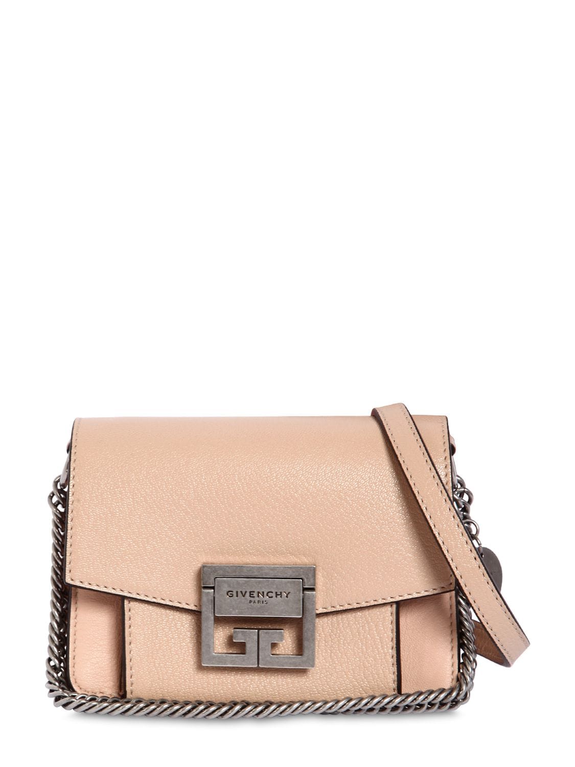 Givenchy Small Gv3 Grained Leather Shoulder Bag In Nude