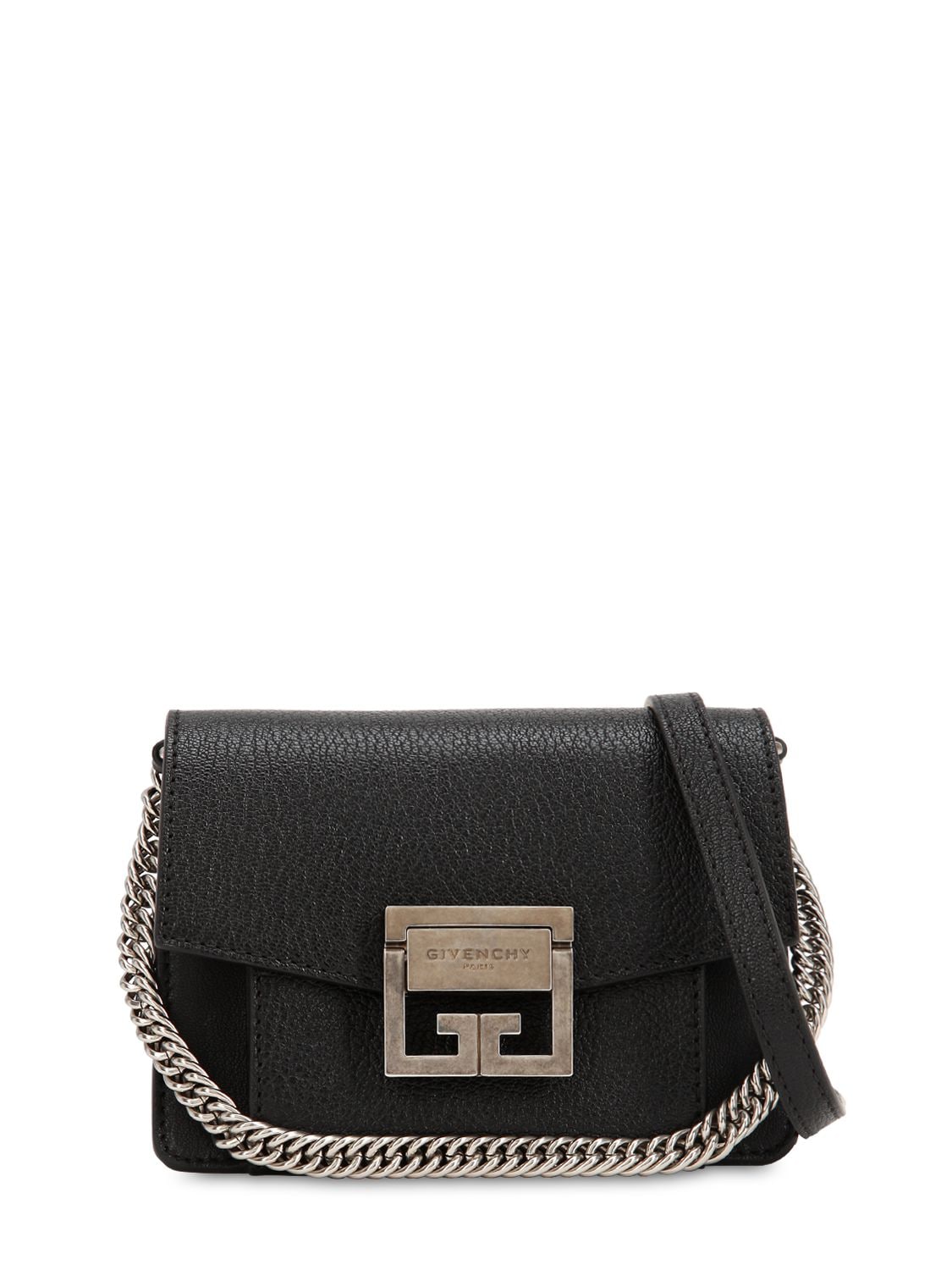 Givenchy Mini Gv3 Grained Leather Shoulder Bag In Black