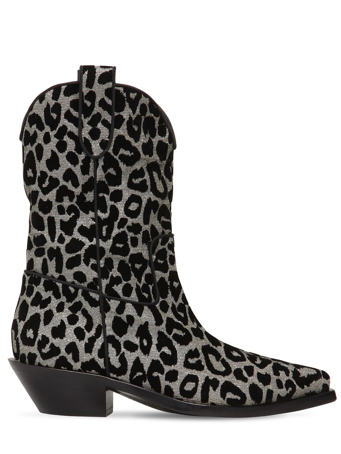 DOLCE & GABBANA 40MM LEOPARD FLOCKED LUREX COWBOY BOOTS,68IA81002-OEI4MDG1