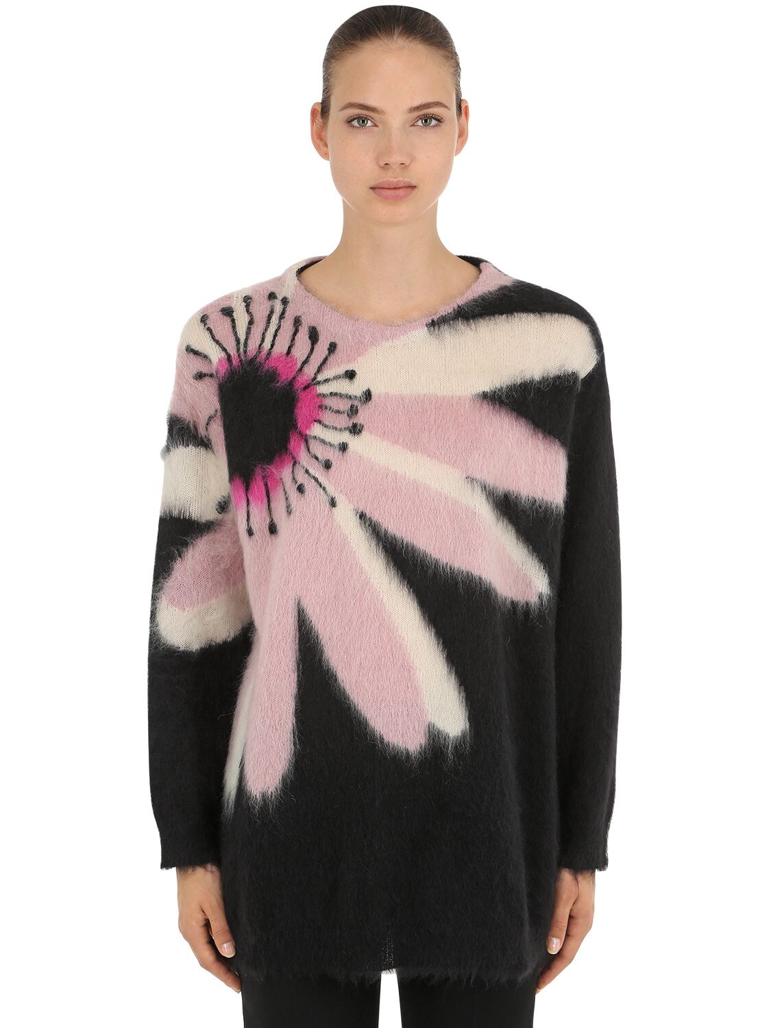 VALENTINO OVERSIZED INTARSIA MOHAIR KNIT SWEATER,68IAE6015-WEQX0