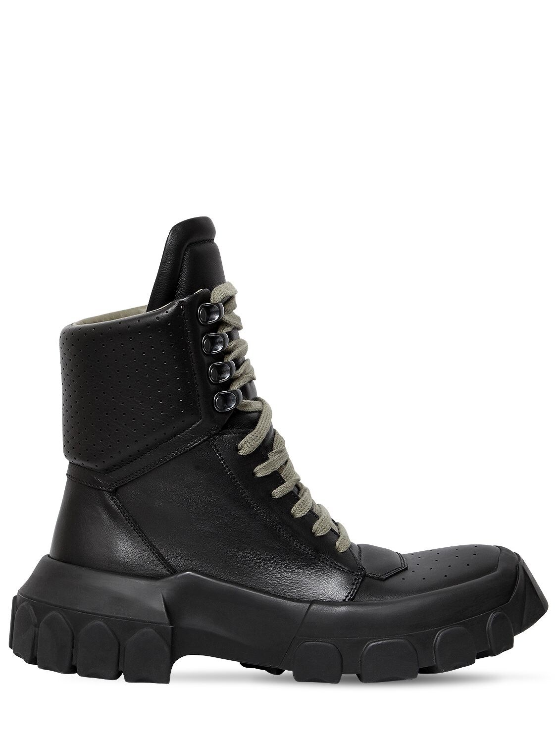 Rick Owens 40mm Leather Hiking Sneaker Boots In Black
