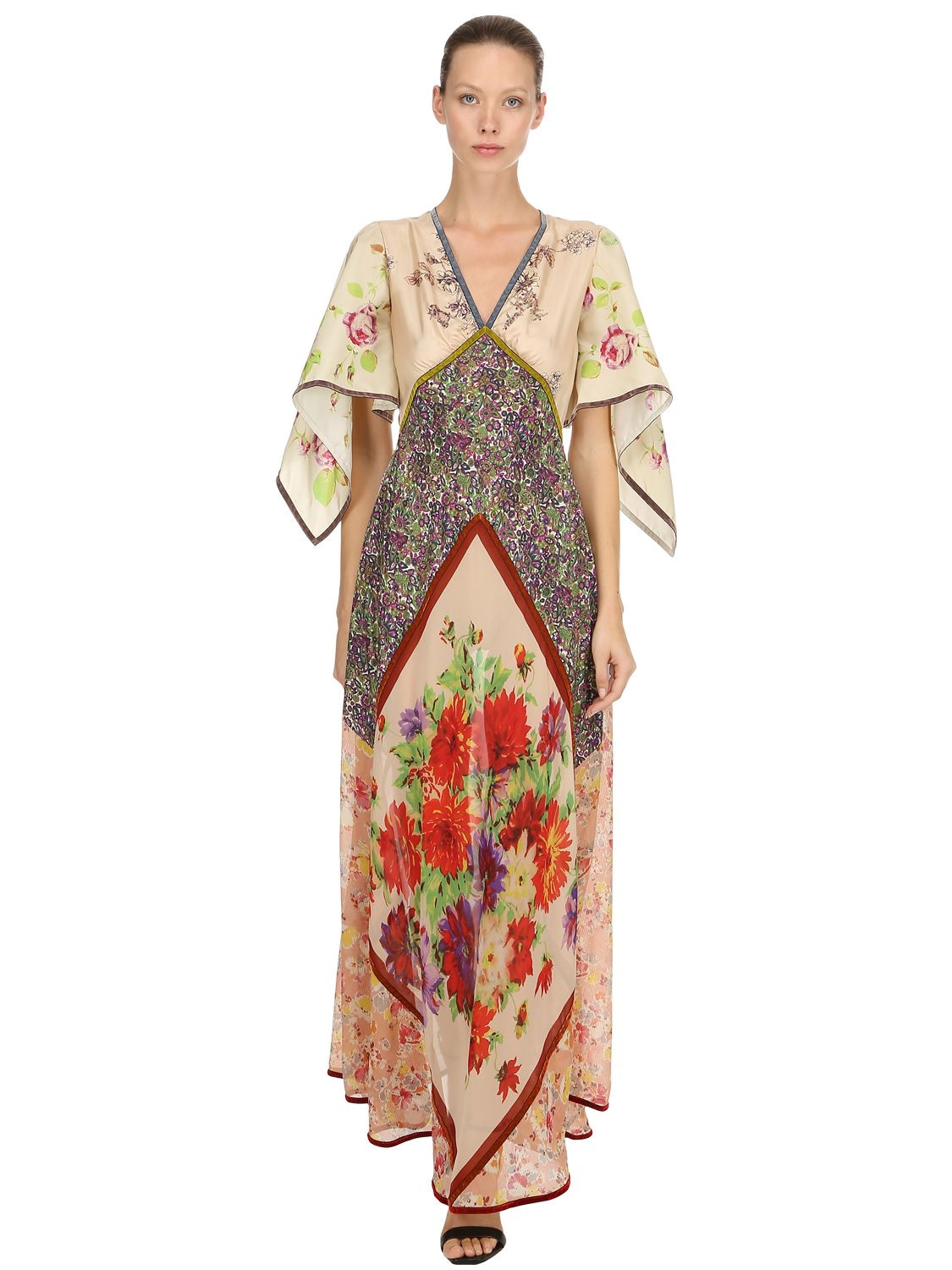 DSQUARED2 PRINTED CHIFFON EMBROIDERED GOWN,68IAGF058-MDAXUW2