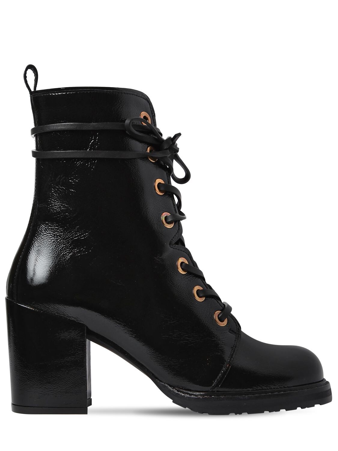 Stuart Weitzman 60mm Climbing Patent Leather Ankle Boots In Black