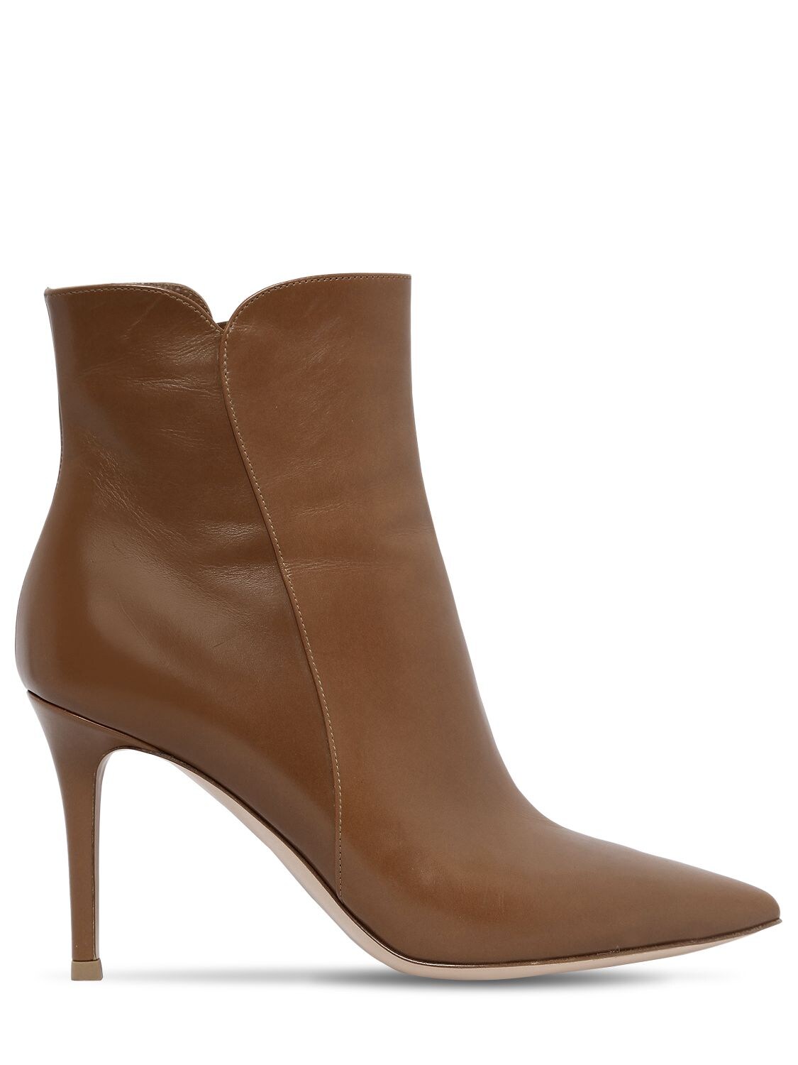 Gianvito Rossi 85mm Levy Leather Ankle Boots In Tan