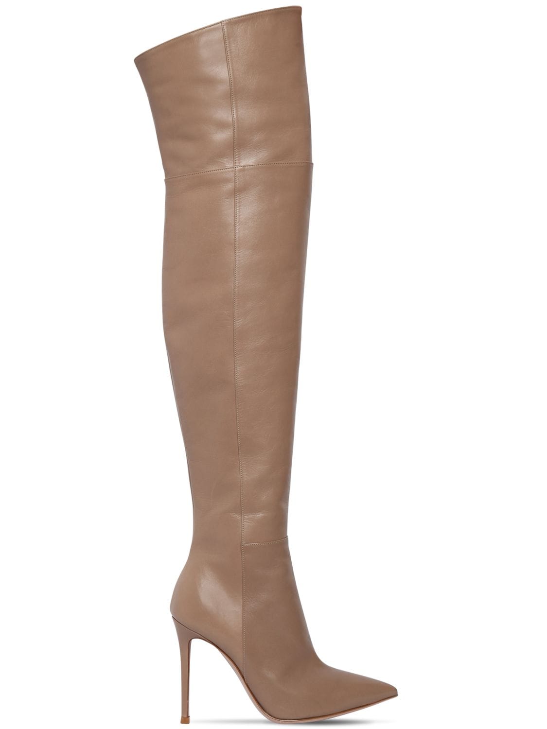 Gianvito Rossi 100mm Over The Knee Nappa Leather Boots In Beige