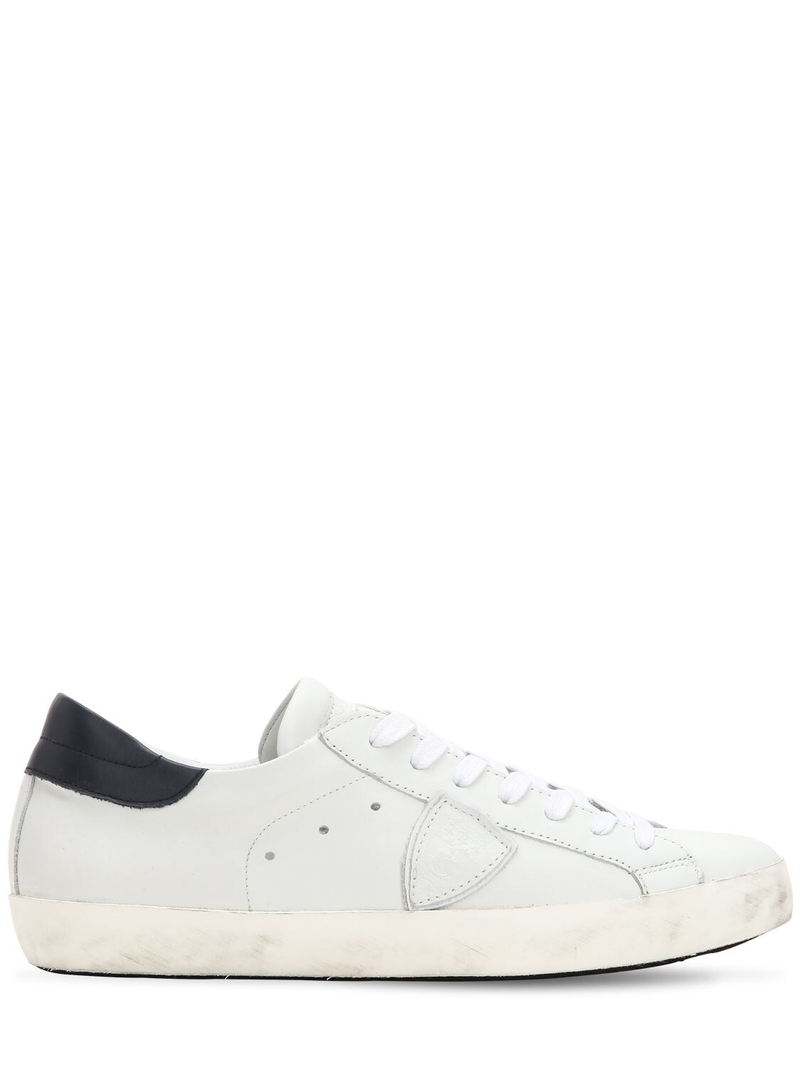 Philippe Model Paris Veau Leather Sneakers In White/blue | ModeSens