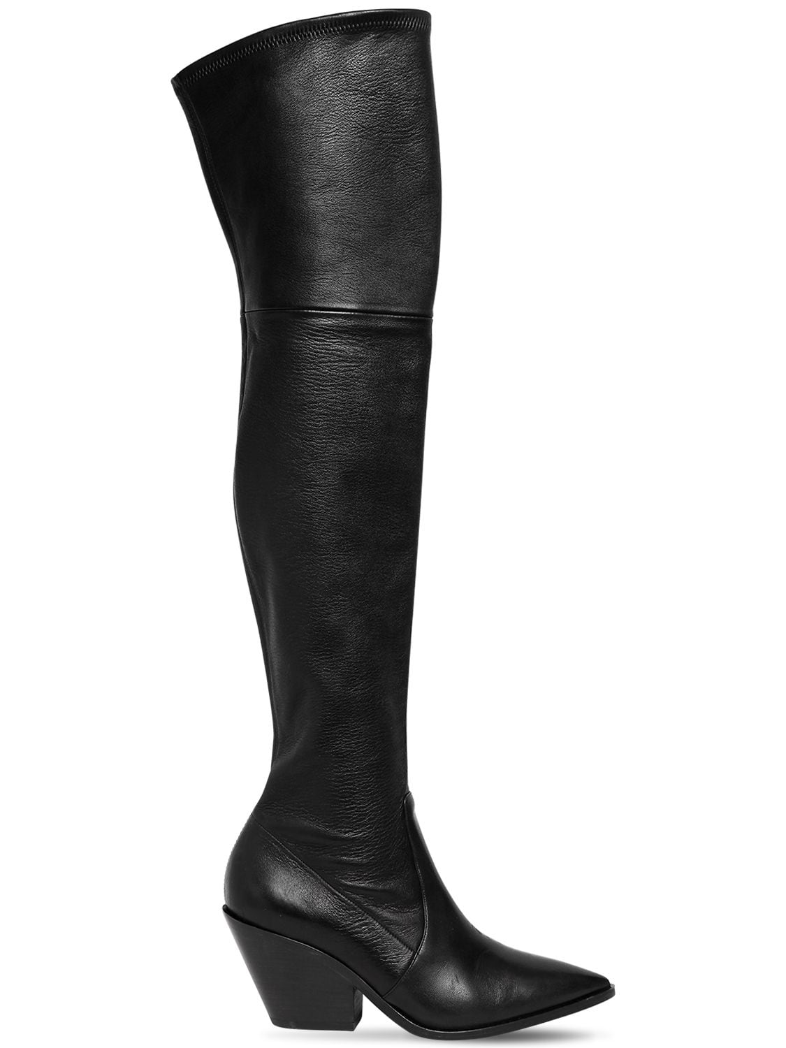 Casadei 60mm West Stretch Leather Cuissarde Boot In Black