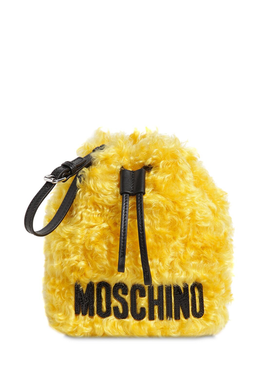 Moschino Bucket Mohair Pouch In Yellow
