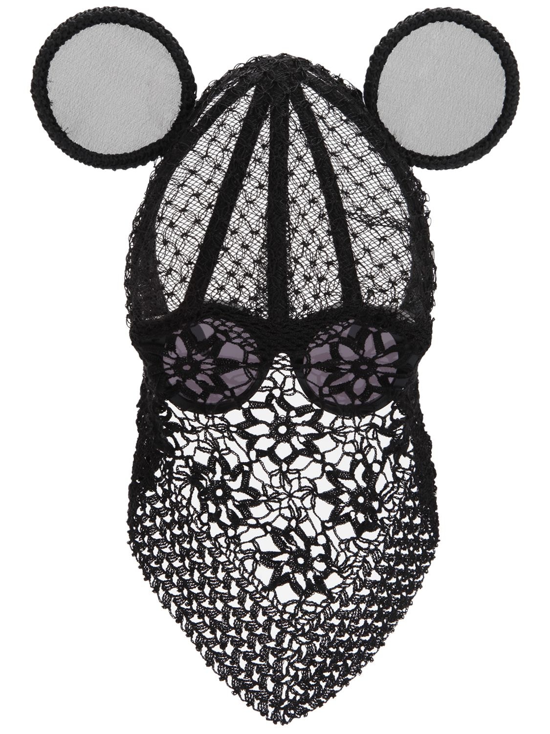 Kuboraum Berlin Mickey Head Mask Sunglasses W/ Veil In Black