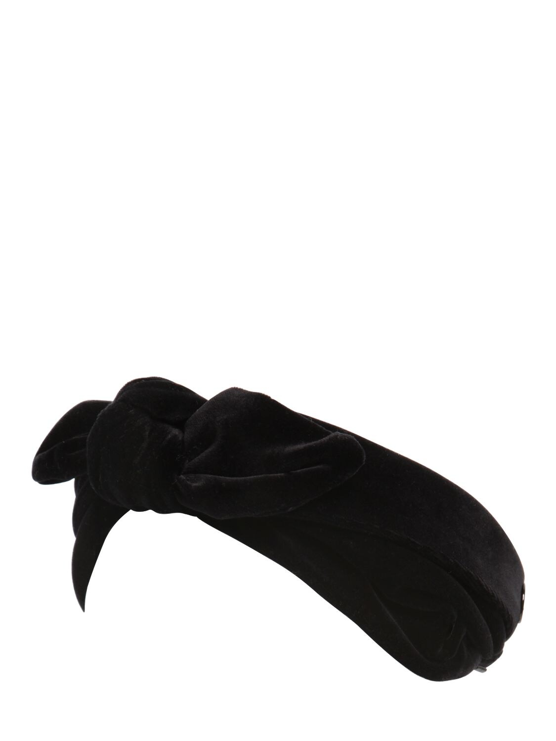 Maison Michel Tali Velvet Headband W/ Knot Detail In Black