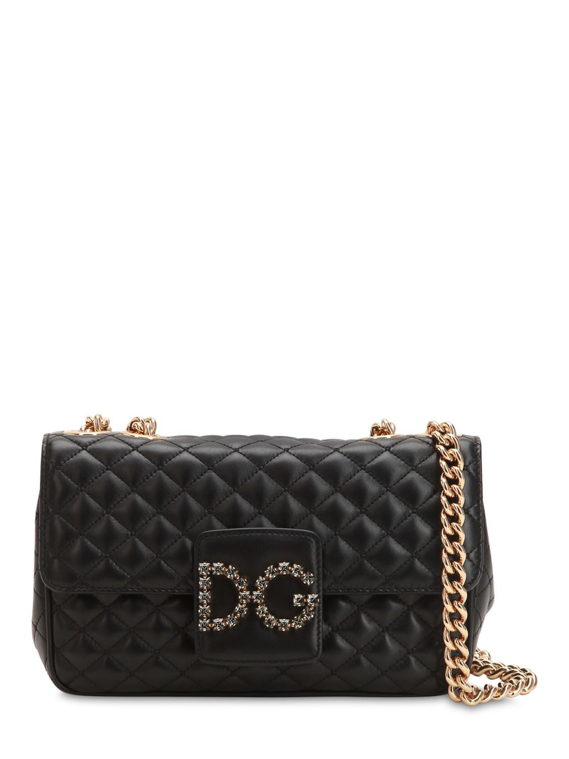 Dolce & Gabbana Quilted Leather Shoulder Bag In Black