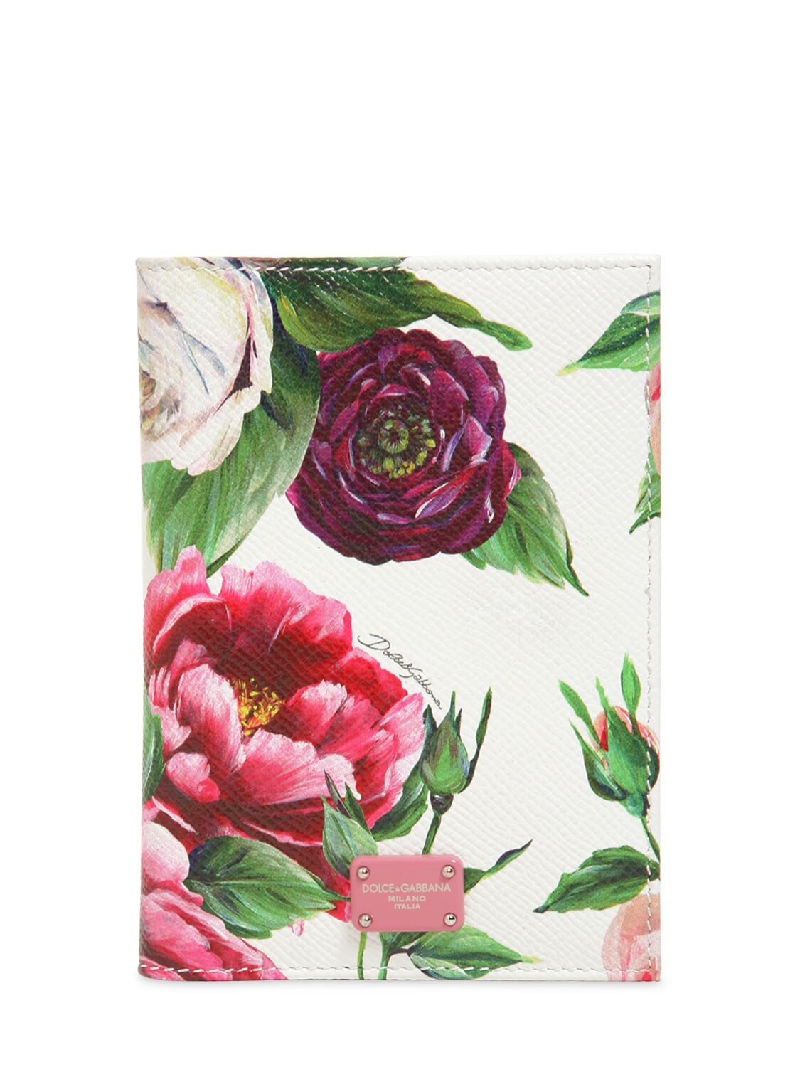 FLORAL PRINTED LEATHER PASSPORT HOLDER