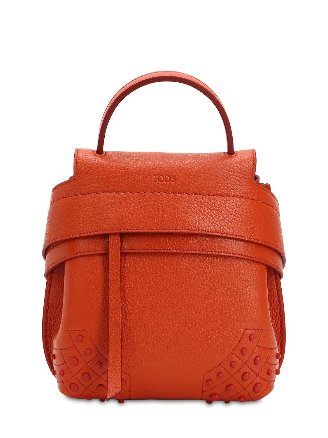 Tod's Mini Wave Gommino Leather Backpack In Orange