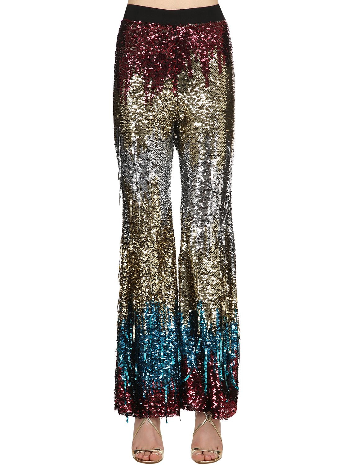 AMEN SEQUINED MULTI colour FLAIR trousers,68IB4U012-MDG50