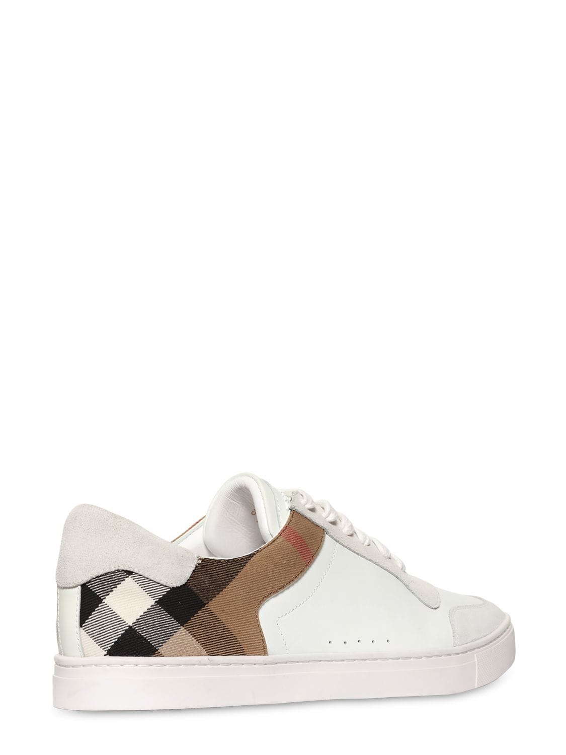 Shop Burberry New Reeth Check Canvas & Leather Sneaker In Белый