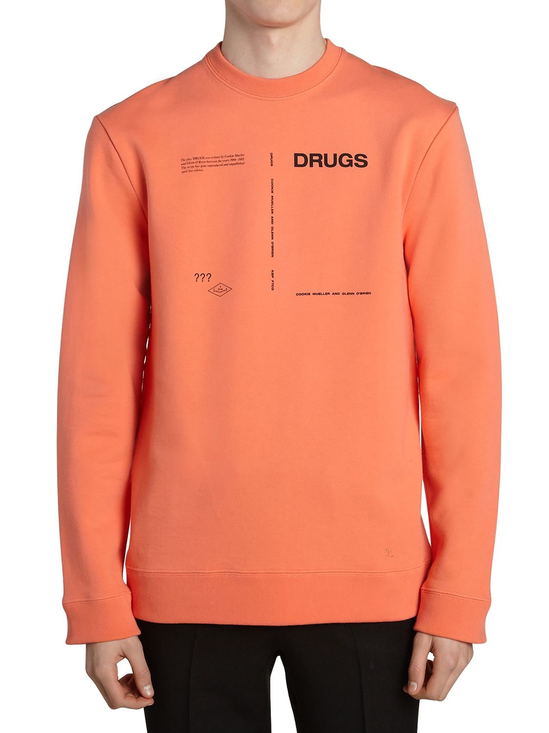 Raf Simons Drugs Printed Cotton Jersey Sweatshirt In Orange
