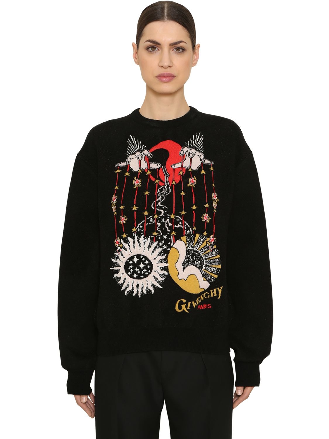 GIVENCHY JACQUARD WOOL BLEND KNIT SWEATER,68ID19016-OTYw0